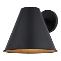 VAXCEL Smith 9 in. H 1-Light Textured Black Contemporary Outdoor Wall Sconce Made of Durable Steel, Metal Shade, LED Compatible, Dark Sky Compliant
