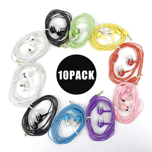 ZXFYE Wired Earbuds Bulk Wired Earphones Mixed Colors 10 Packs Compatible with iPhone Smartphone Computer Laptop MP3 School Classroom 3.5mm