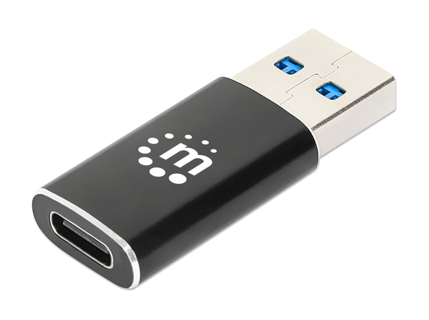 Manhattan USB 3.2 Gen 2 Type A Male to Type C Female Adapter 10Gbps SuperSpeed+ USB 3A Aluminum Black