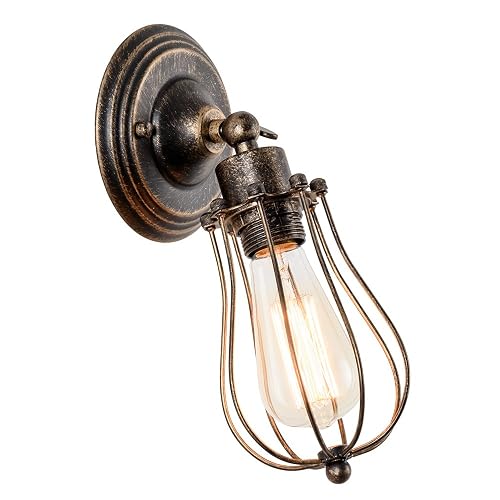 Vintage Wall Sconce Industrial Antique Oil Rubbed Mini Wire Long Cage Wall Lamp ;Moonkist (Oil Rubbed Bronze)