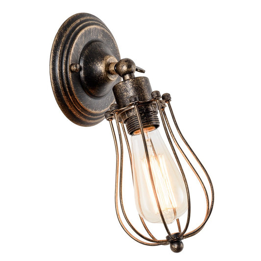 Vintage Wall Sconce Industrial Antique Oil Rubbed Mini Wire Long Cage Wall Lamp ;Moonkist (Oil Rubbed Bronze)