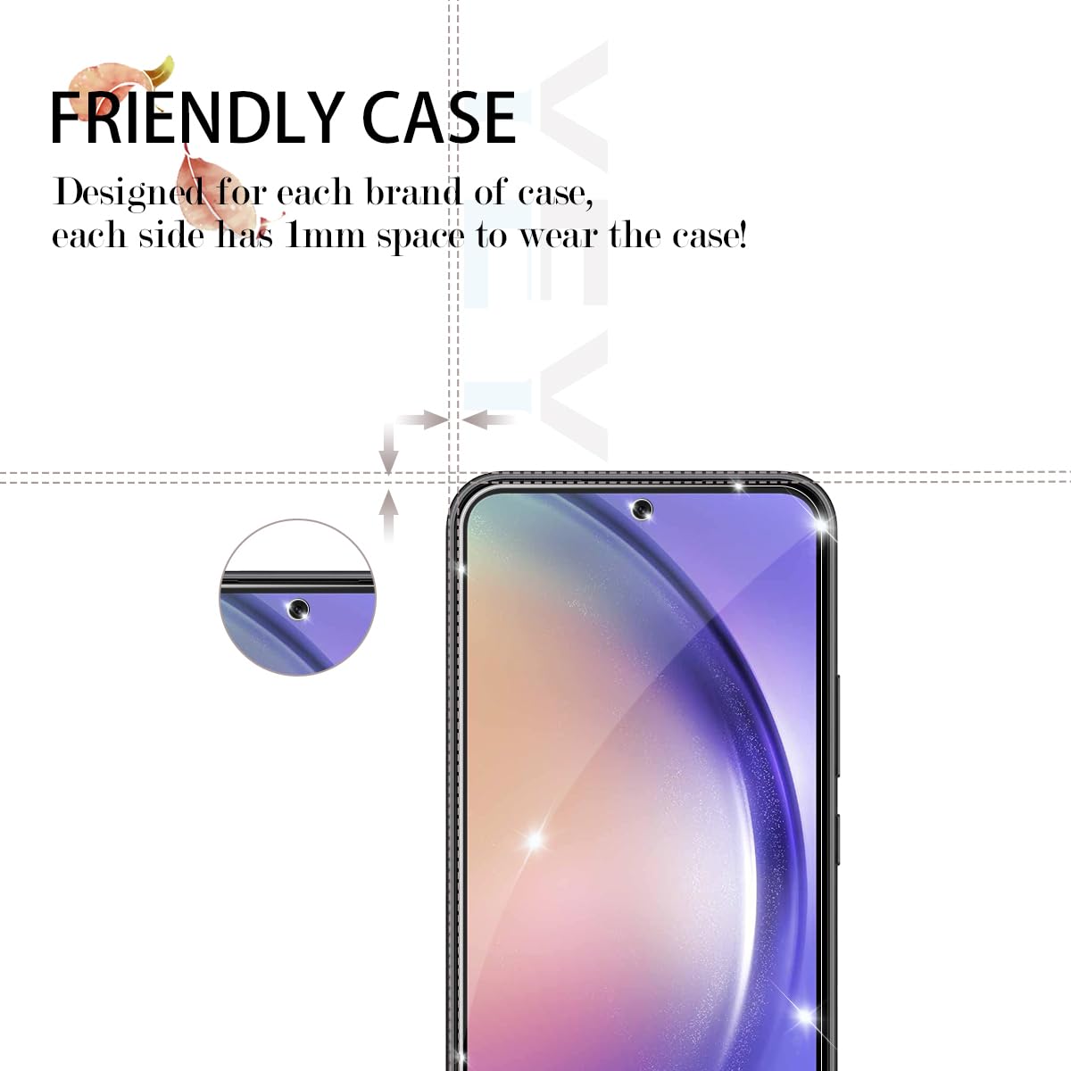 YEYEBF Galaxy A54 HD Clear Tempered Glass Screen Protector + Camera Lens Protectors, [2+2 Pack] [3D Glass] [Anti-Glare] [Bubble-Free] Screen Protector