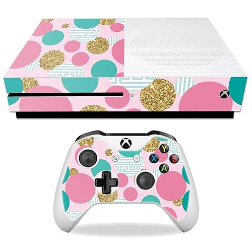MightySkins Skin Compatible with Microsoft Xbox One S - Golden Bubbles | Protective, Durable, and Unique Vinyl Decal wrap Cover | Easy to Apply