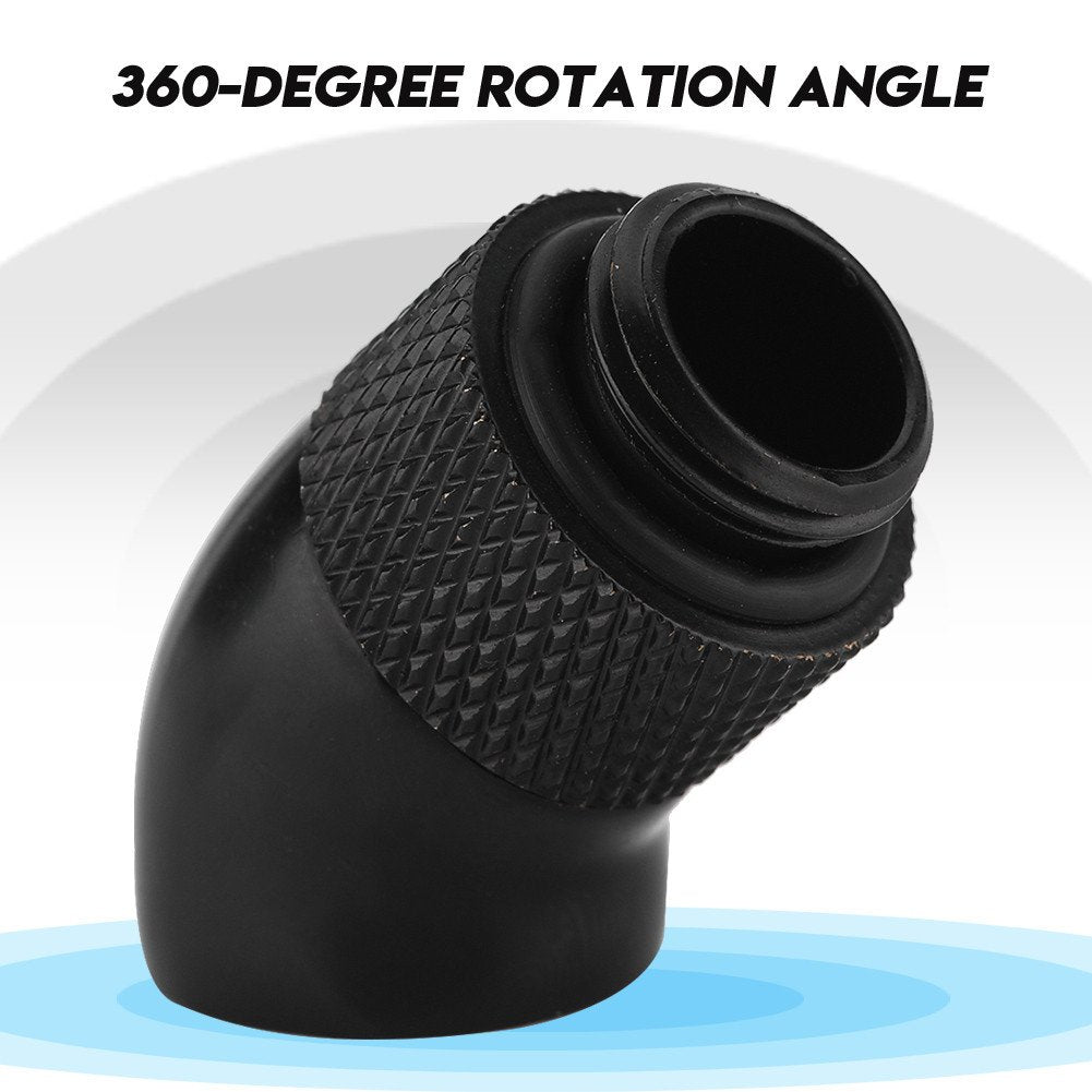 G1/4" PC Thread Water Cooling Rotary Adapter 45 Degree Bend Angle Rotating Water Cooled Elbow Rotary Fitting Adapter for CPU Water Cooling Heatsink