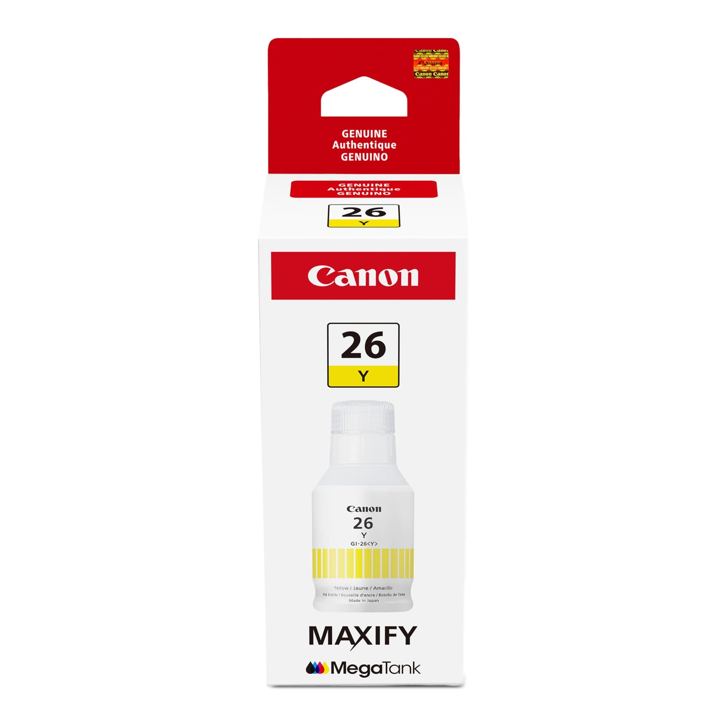 Canon GI-26 Genuine Pigment Yellow Ink Bottle, Compatible with MegaTank GX7120, GX6120, GX5120, GX6020, GX7020, GX6021, GX7021, GX5020, GX4020,