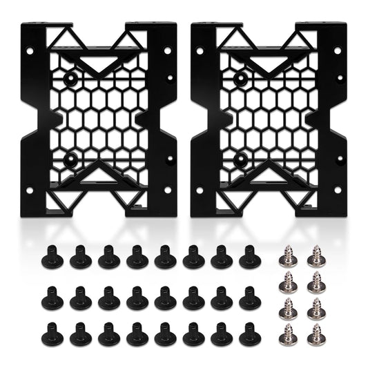 KOOBOOK 2Pcs 5.25" to 3.5" 2.5" SSD HDD Tray Caddy Case Adapter Hard Disk Drive Bays Holder Cooling Fan Mounting Bracket for PC