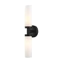 Livex Lighting 10104-04 Aero Collection ADA 2-Light Bathroom Vanity Light with Satin Opal White Glass Cylinder Shades, Black, 18 x 4.25