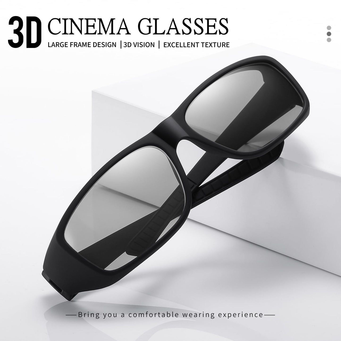 AoHeng Cinema Passive 3D Glasses Large Frame,Clearer,Brighter,for RealD 3D Movie(2 Pack)