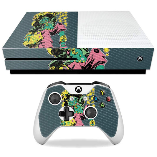 MightySkins Carbon Fiber Skin for Microsoft Xbox One S - Goblin | Protective, Durable Textured Carbon Fiber Finish | Easy to Apply, Remove, and Change