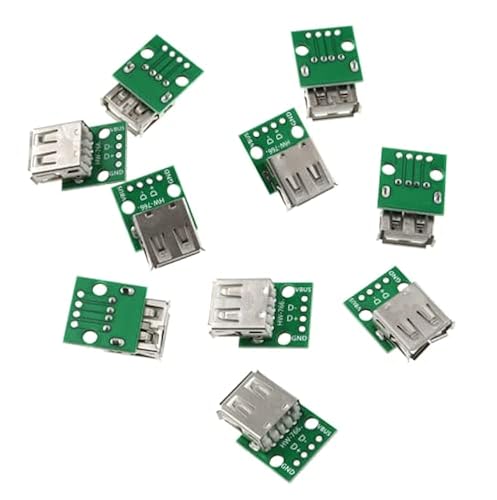 SJZBIN USB 2.0 Breakout Board Adapter 10PCS USB Type A Female Socket Breakout Board 2.54mm Pitch Adapter for DIY USB Power Supply