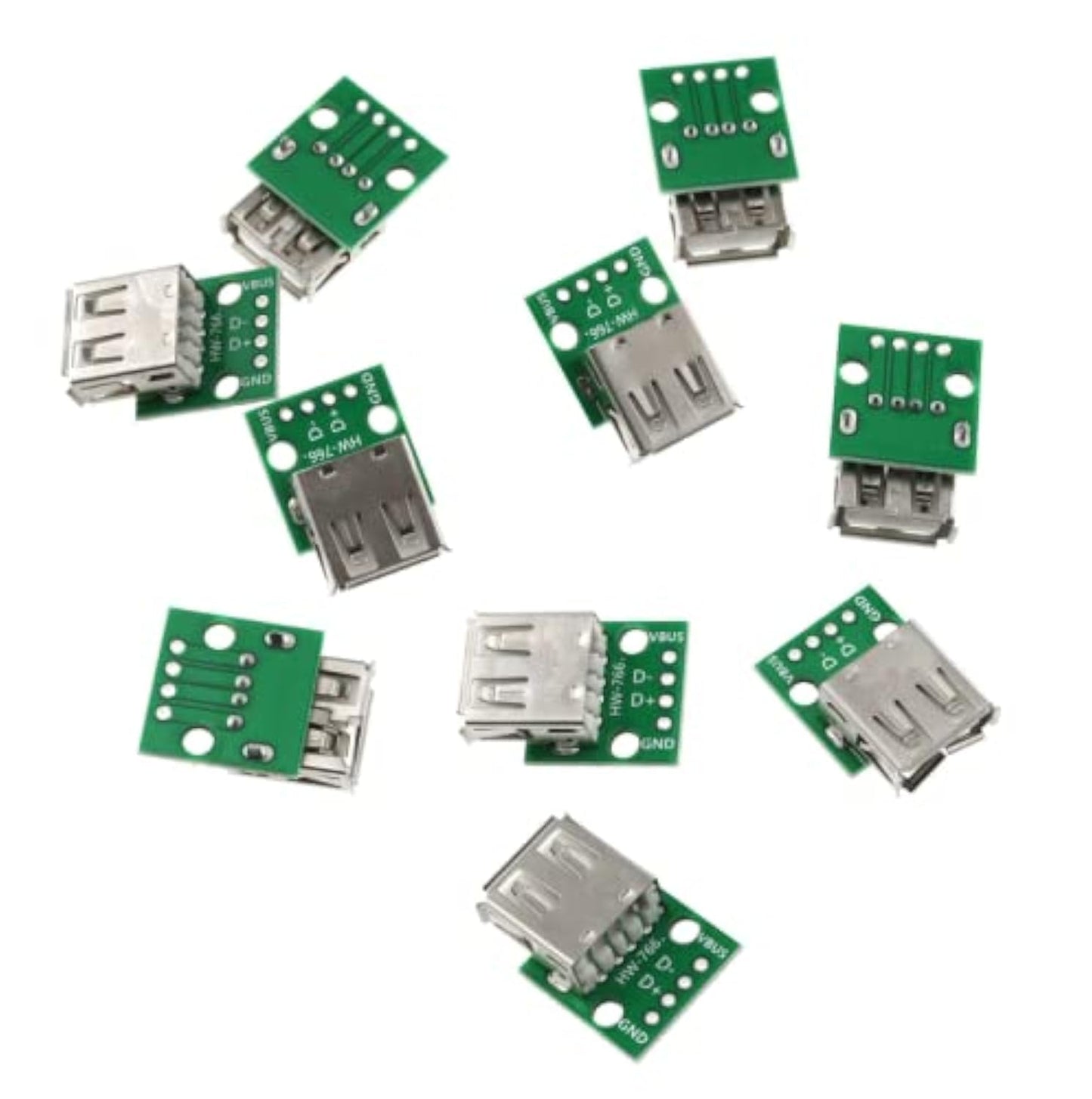 SJZBIN USB 2.0 Breakout Board Adapter 10PCS USB Type A Female Socket Breakout Board 2.54mm Pitch Adapter for DIY USB Power Supply