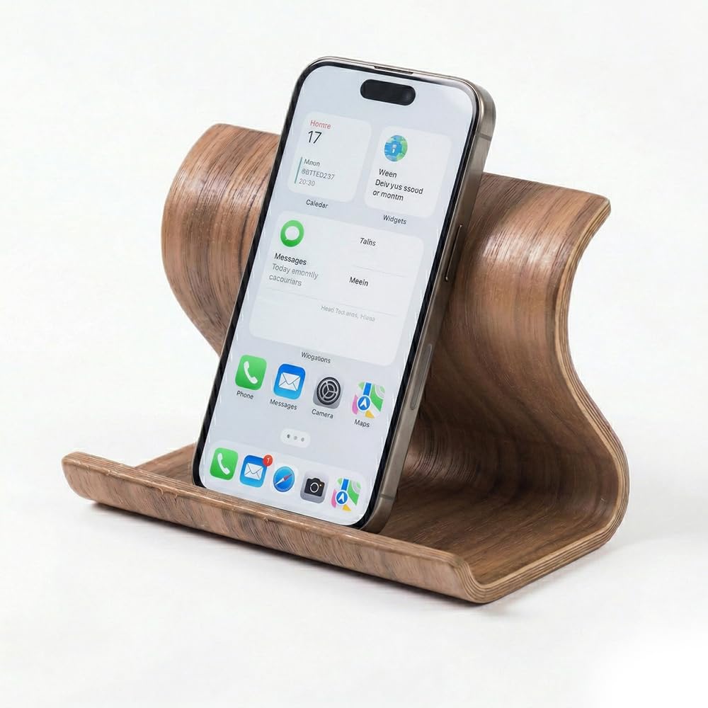 Vnicstick Bamboo Cell Phone Stand Wooden Tablet Stand for Desktop, Wood Holder for iPhone iPad Tablets and All Phones