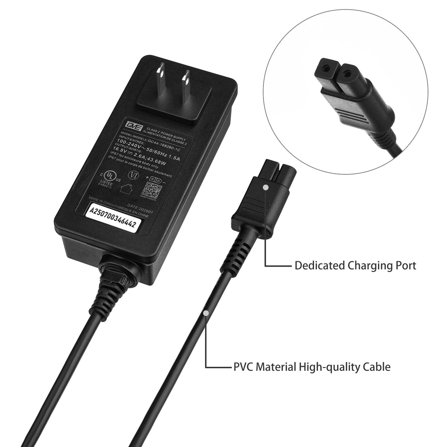 16.8V 2.6A Charger GC44-168260-1C AC Adapter for Aiper Scuba S1 Scuba N1 Robotic Pool Cleaner