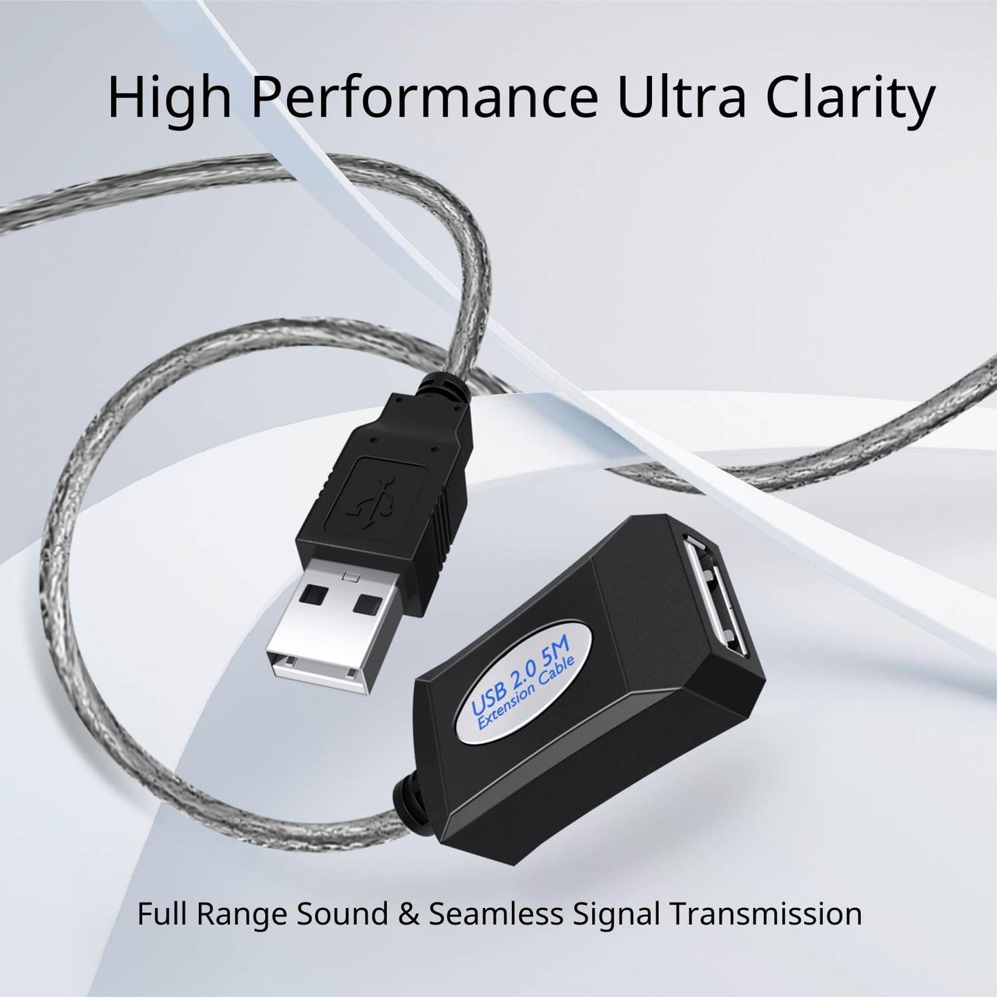 TNP Active USB Extension Extender Cable 15 ft - High Speed USB 2.0 Male to Female Extension Cable - USB A Extender Cord for Hard Drive, Printer