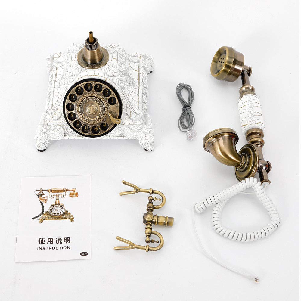 Style Retro Dial Desk Telephone Vintage Rotary Phone Old Fashioned Telephone Handset for Gift Office Home Hotel