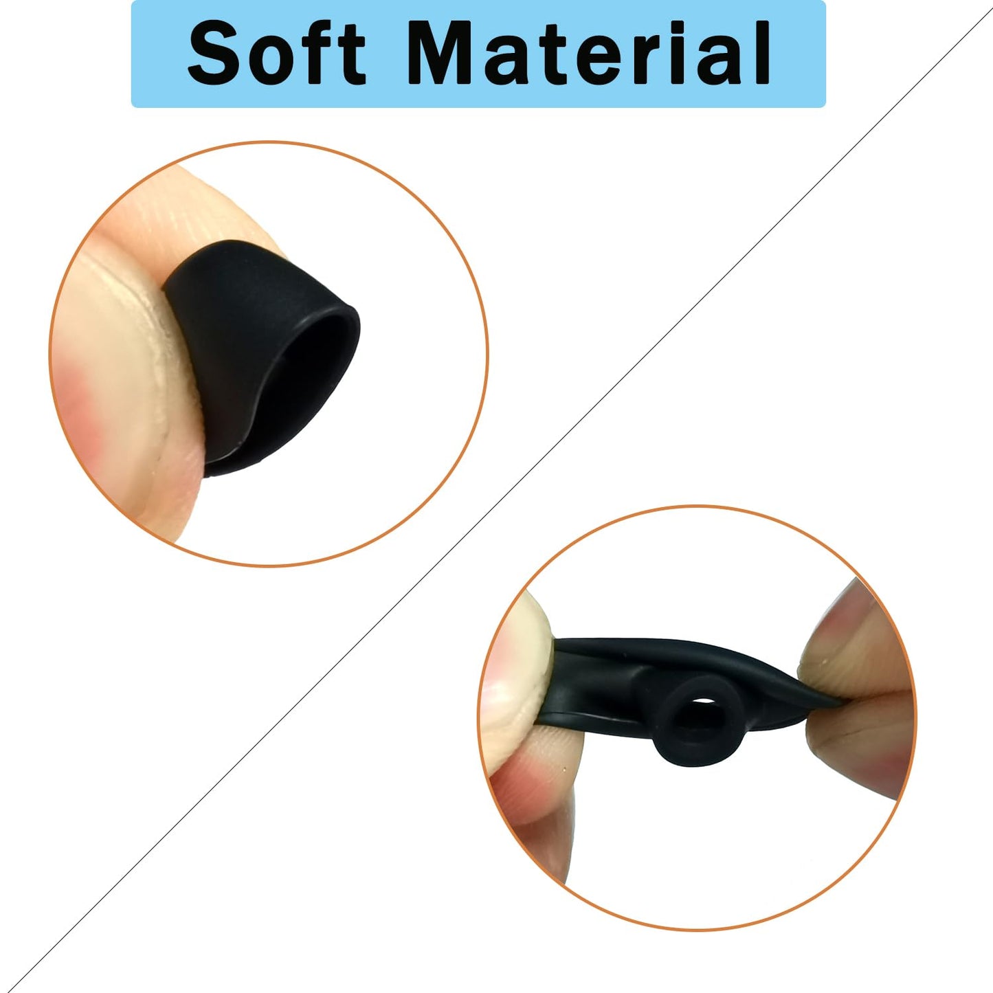 Mijusun Oval Silicone Ear Tips for True Wireless Earbuds - 6 Pairs Universal Replacement for 4.0-6.0mm Nozzle, Comfortable Secure Fit (S/M/L), Black