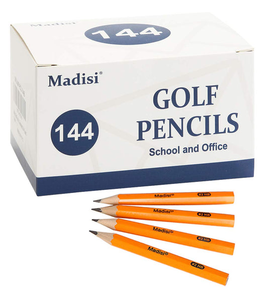 Madisi Golf #2 HB Half Pencils Bulk, 3.5" Mini Pre-Sharpened, 144 Count