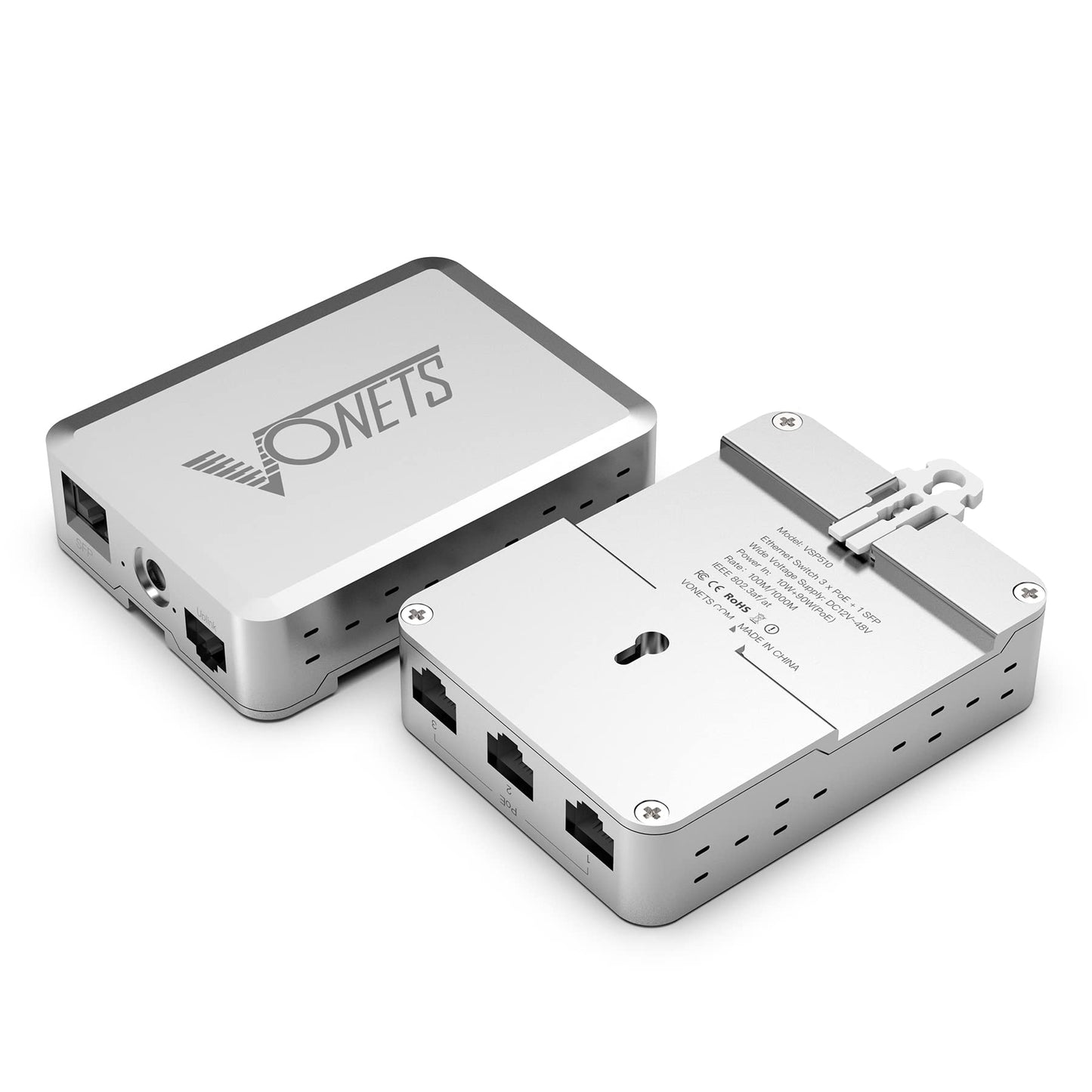 VONETS Industrial PoE Gigabit Switch Gigabit Ethernet Network Switch Ethernet RJ45 Splitter Plug&Play 10/100/1000M 5 Ports Metal Design Universal