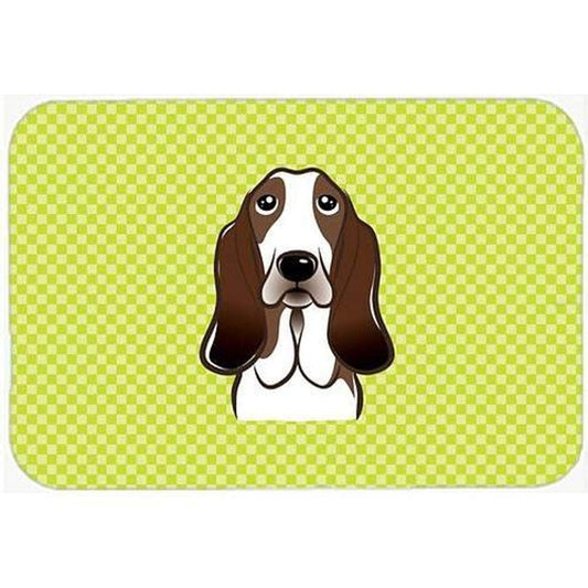 Caroline's Treasures BB1305MP Checkerboard Lime Green Basset Hound Mouse Pad, Hot Pad or Trivet for Home Office Gaming Working Computers Laptop Mouse