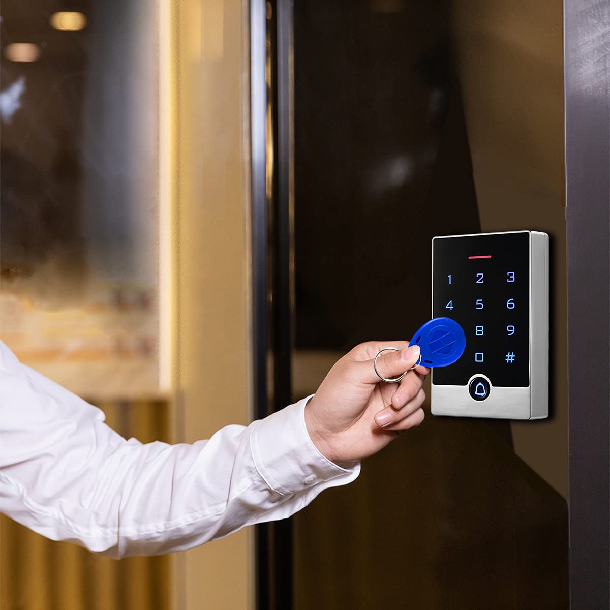 Security Door Access Control Keypad, RFID Keypad with ID Key Fobs, Stand-Alone Reader, Support 2000 Users, for Swing Slide Gate Opener Gate Operator