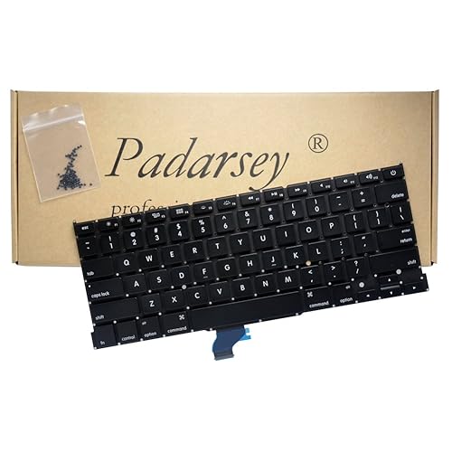 Padarsey Replacement Keyboard Without Backlit and Frame Compatible for MacBook Pro A1502 13" 2013-2015 Retina Series Black US Layout, Compatible
