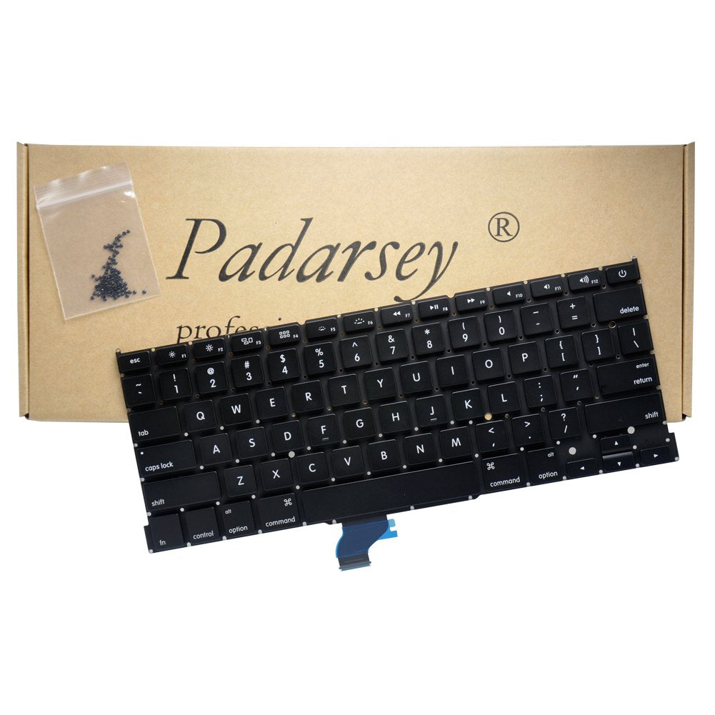 Padarsey Replacement Keyboard Without Backlit and Frame Compatible for MacBook Pro A1502 13" 2013-2015 Retina Series Black US Layout, Compatible