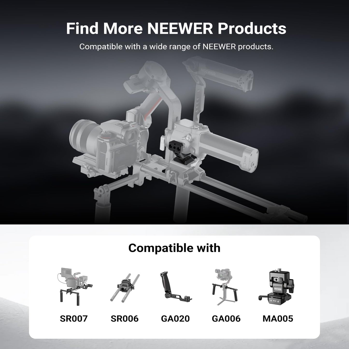 NEEWER Gimbal Mount for RS5/RS4/RS4 Pro/RS3/RS Pro, Arca Type Quick Release Shoulder Rig NATO Rail Camera Stabilizer Adapter Compatible with DJI