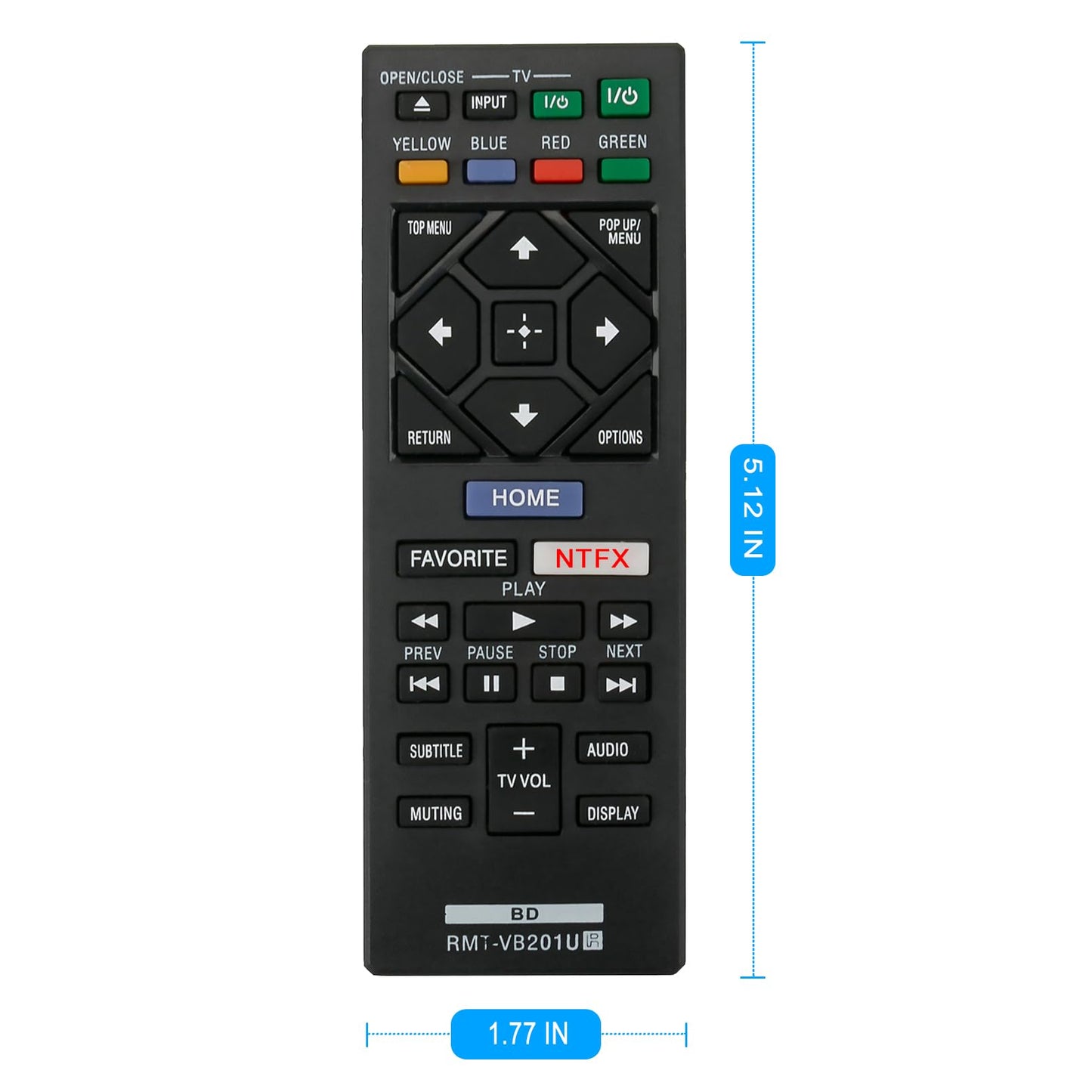 RMT-VB201U Replace Remote Control fit for Sony Blu-Ray BD Disc DVD Player BDP-BX370 BDP-S1700 BDP-S3700 UBP-X700 BDPBX370 BDPS1700 BDPS3700 UBPX700