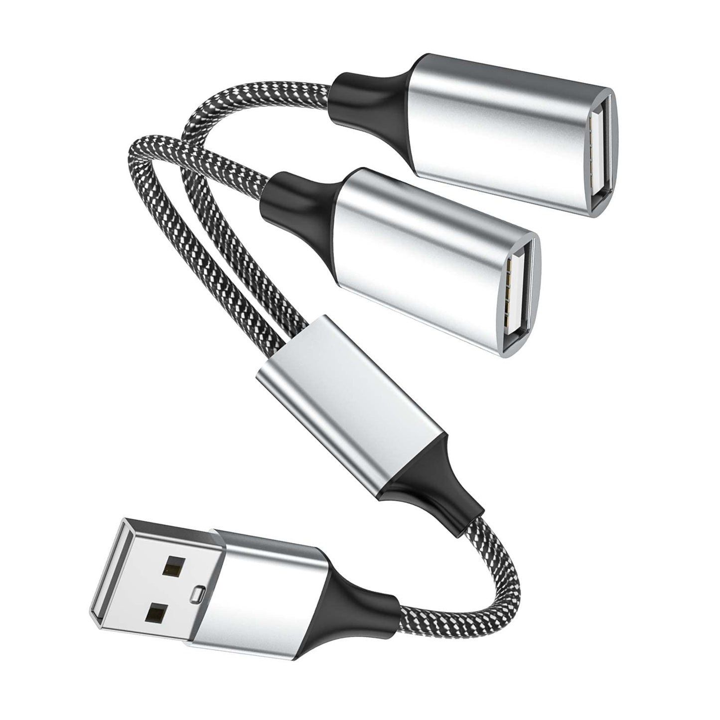 Fidioto USB A Splitter, USB A Male to 2 Female USBA Y Splitter, USB Splitter 1 in 2 Out Support Charging and Data Transfer for Printer/Keyboard/Flash