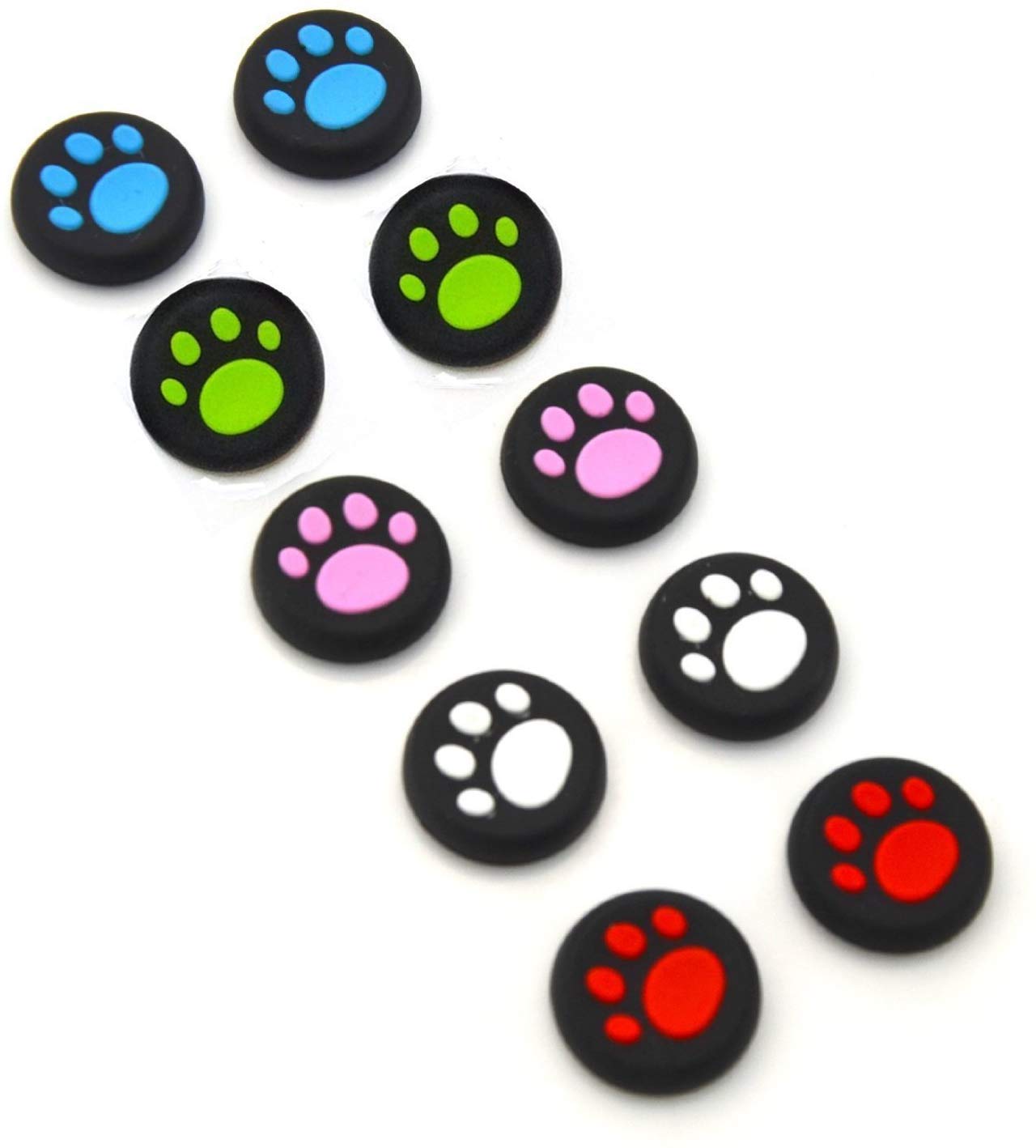 Timorn 5 Pairs/10 PCS Silicone Cat Pad Joystick Thumb Stick Caps Cover for PS4 PS3 PS2 Xbox One/360 Game Controller