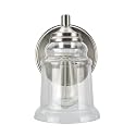 Aspen Creative 62081A, One-Light Metal Bathroom Vanity Wall Light Fixture, 5 1/2" Wide, Transitional Design in Brushed Nickel with Clear Glass Shade