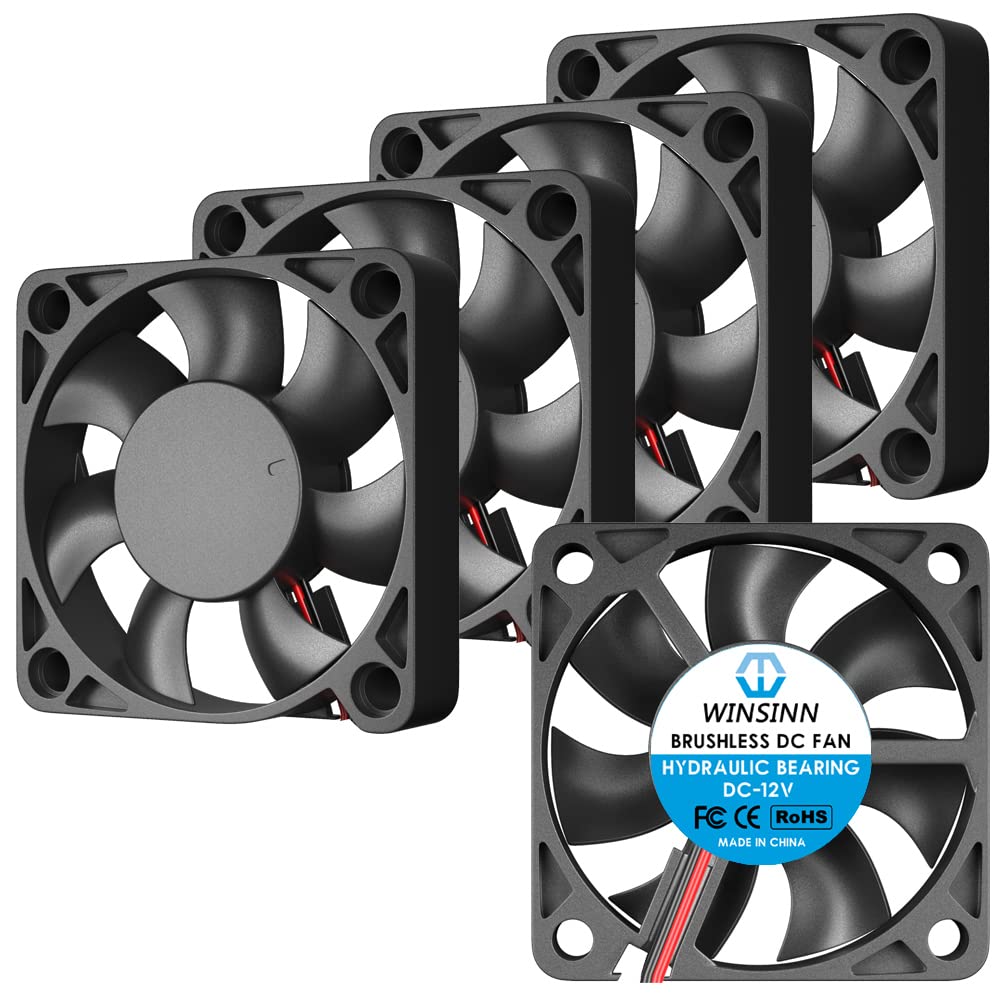 WINSINN 50mm 12V Fan - Hydraulic Bearing 6000 RPM 5010 Cooling Fan Replacement for 3D Printers/Computer Cases/Small Appliances, 30cm Cable