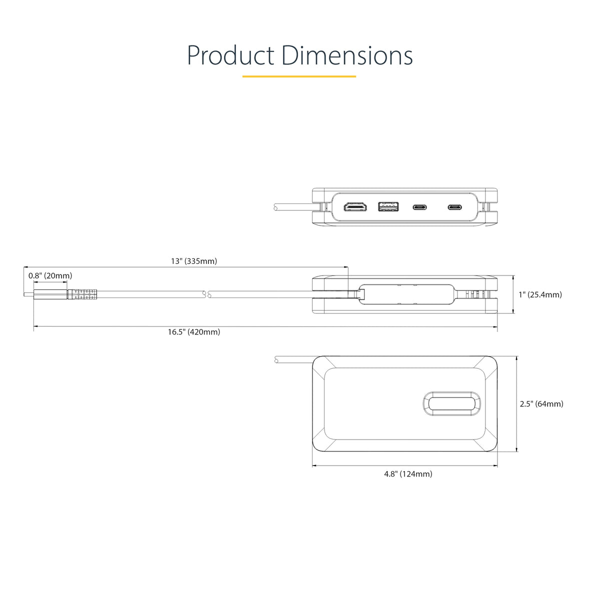 StarTech.com USB-C Docking Station for MacBook Pro M1 M2 M3 M4 and Windows, 4K 60Hz HDMI, HDR, USB 10Gbps Hub, 100W Laptop Charging, GbE, 1ft/30cm