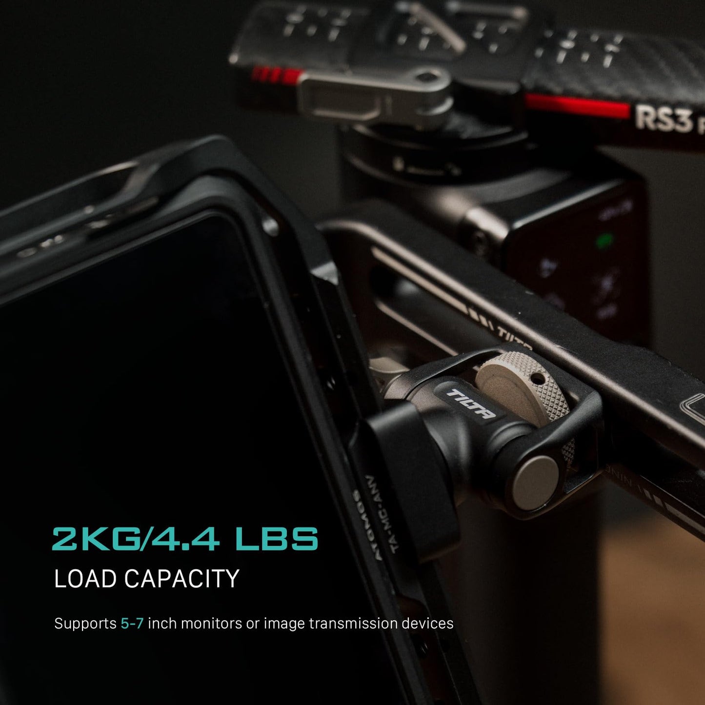 Tilta Camera Monitor Mounting Bracket | 1/4"-20 with Locating Pins for External Monitor Accessories | Supports 4.4lb Load | 360° Rotation 175° Tilt |