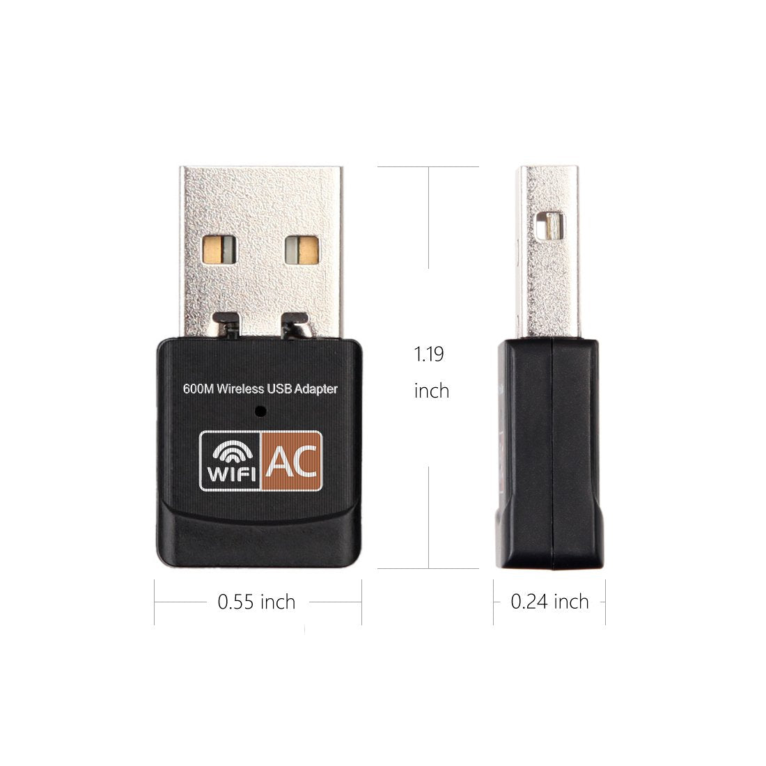 USB Wireless Adapter 600Mbps Realtek RTL8811CU Chipset Mini Type Dual Band 11AC WiFi Dongle IEEE 802.11 a b g n ac for Laptop Desktop IPTV USB 2.0