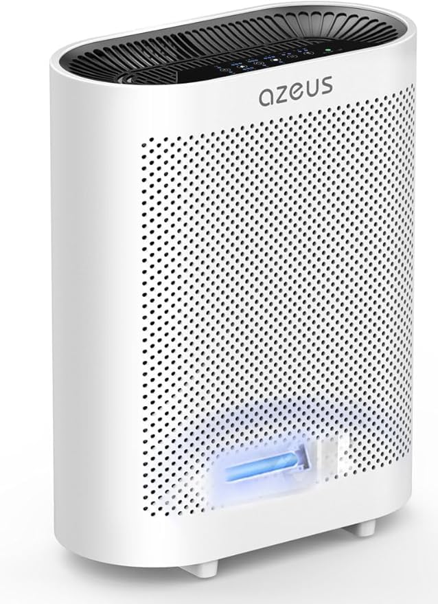 AZEUS Air Purifier for Wildfire Smoke, UV-C HEPA for Home Large Room, White