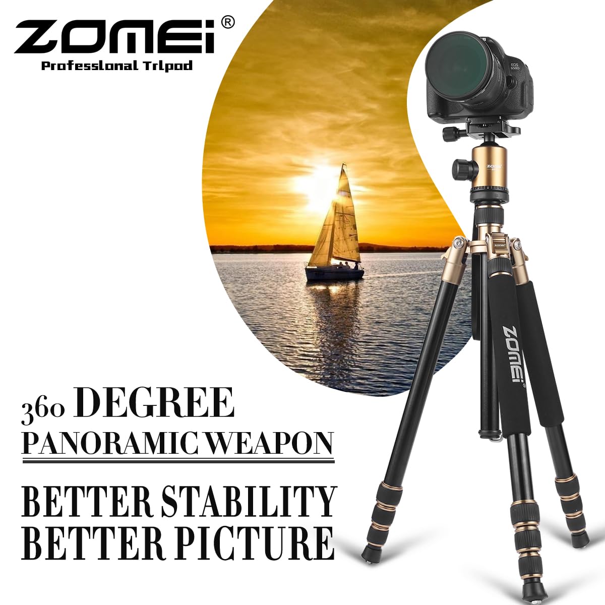ZOMEI Tripod,Camera Tripod,Lightweight Camera Travel Z818 Tripod Aluminium Alloy Monopod with 360 Panorama Ball Head Quick Release Plate Ball for DSLR