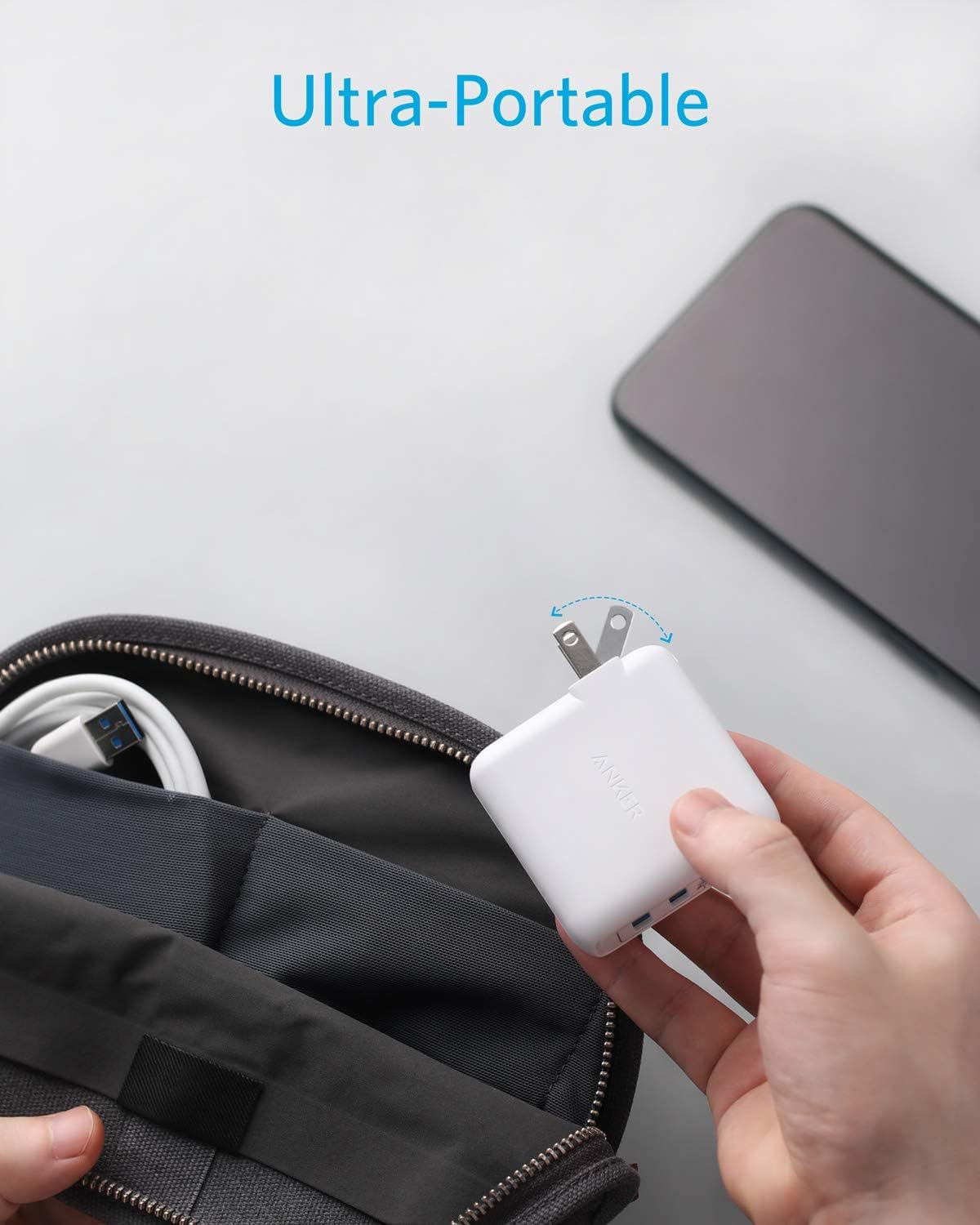 Anker 2-Port PowerPort 24W Wall Charger with PowerIQ Technology, Dual USB-A Ports, Fast Charging for iPhone, Samsung, Tablets, and More, Travel Design