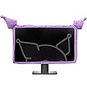 Kakurookie 23'' - 34'' Computer Monitor Protective Cover with Cat Ear Design, Cute Monitor Dust Cover with Furry Design, Elastic Dustproof, Suitable