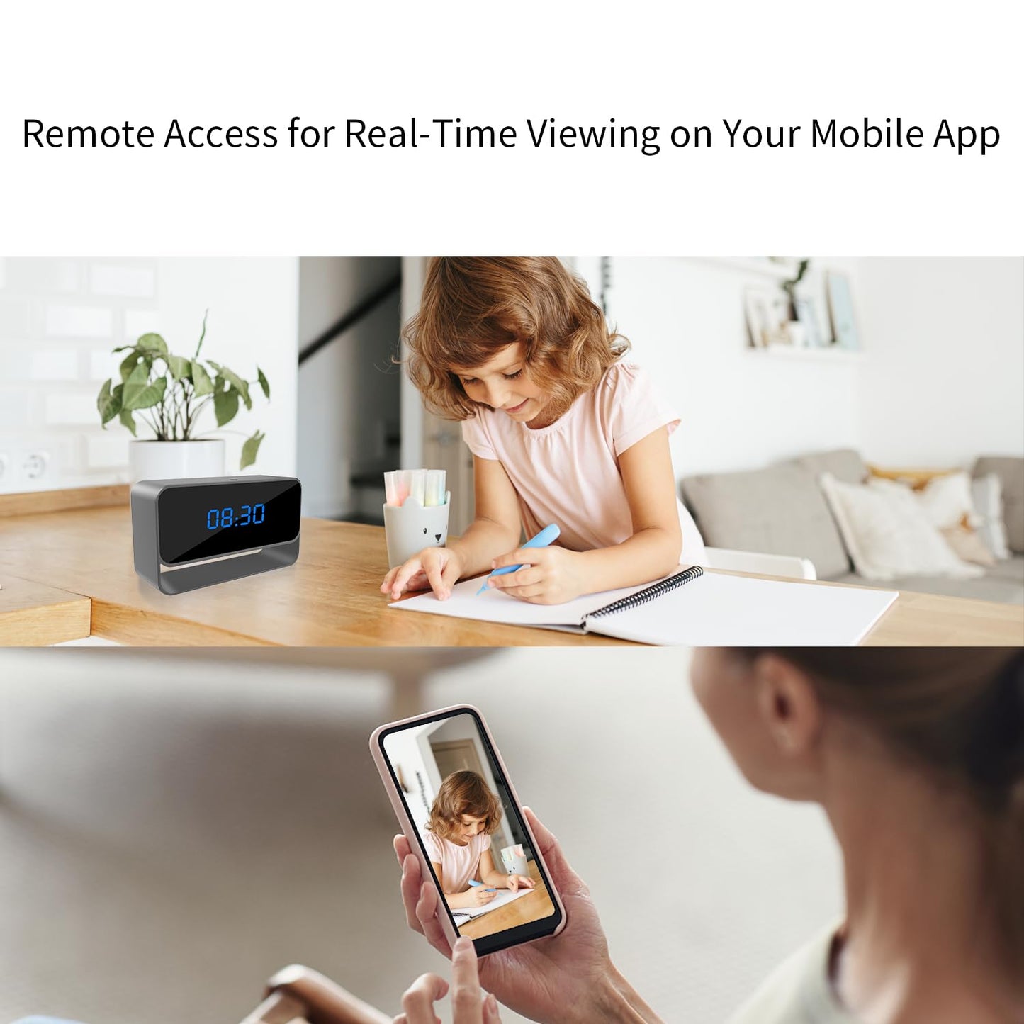 DuboCam Mini WiFi Camera with Clock - Full HD 1080P - Wireless Nanny Cam for Home Office Security - Strong Night Vision - Cloud Storage