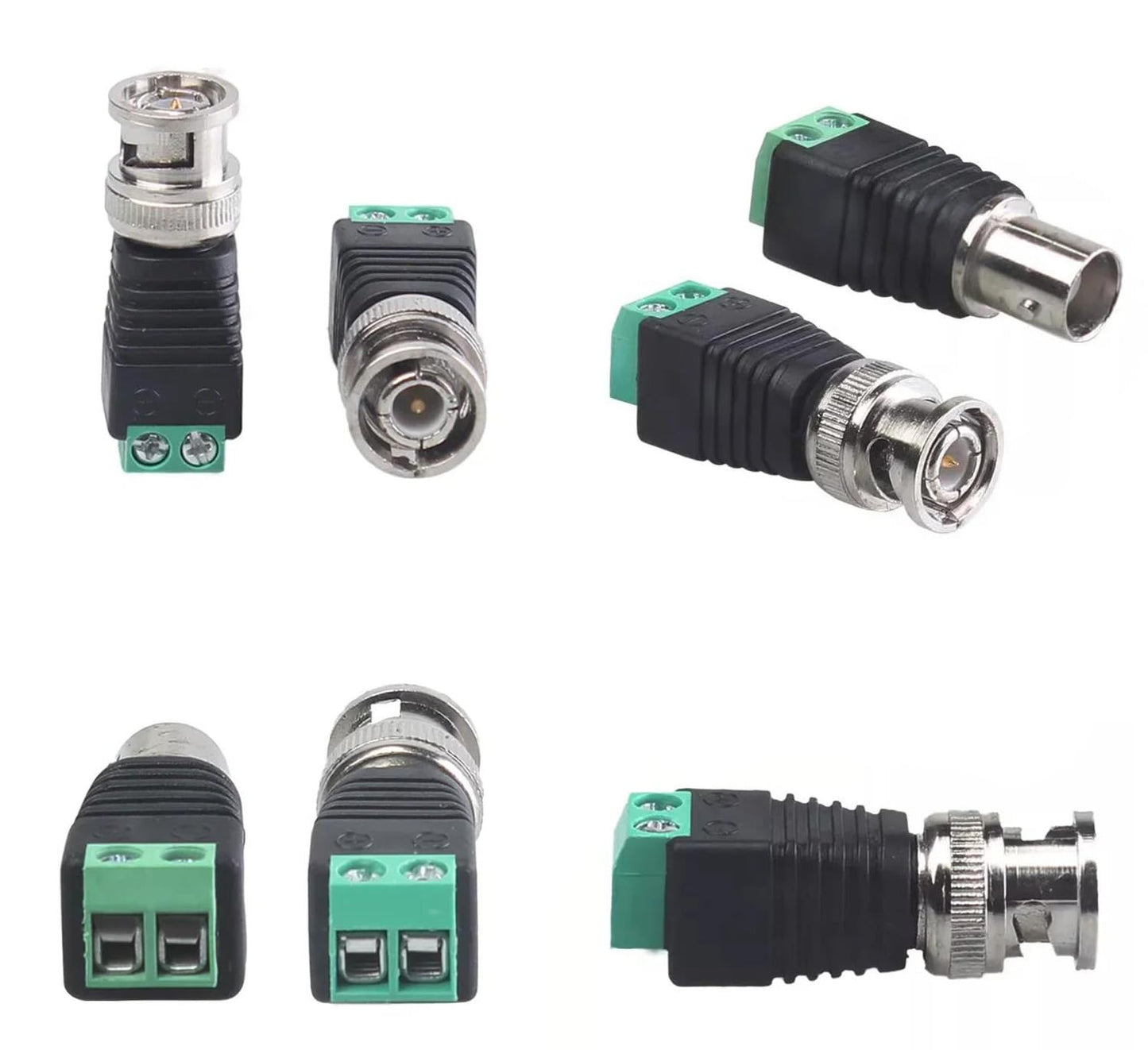 Yrhrol 60 Pcs 12V 5.5mm x 2.1mm Female Male DC Power Connector, BNC Male Balun Connector &No Screws DC Connector for Led Strip CCTV Security Camera