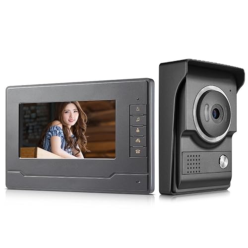AMOCAM Video Intercom System, Wired 7 Inches Monitor Video doorphone Doorbell System,Video Door Phone HD Camera Kits Support Unlock, Monitoring