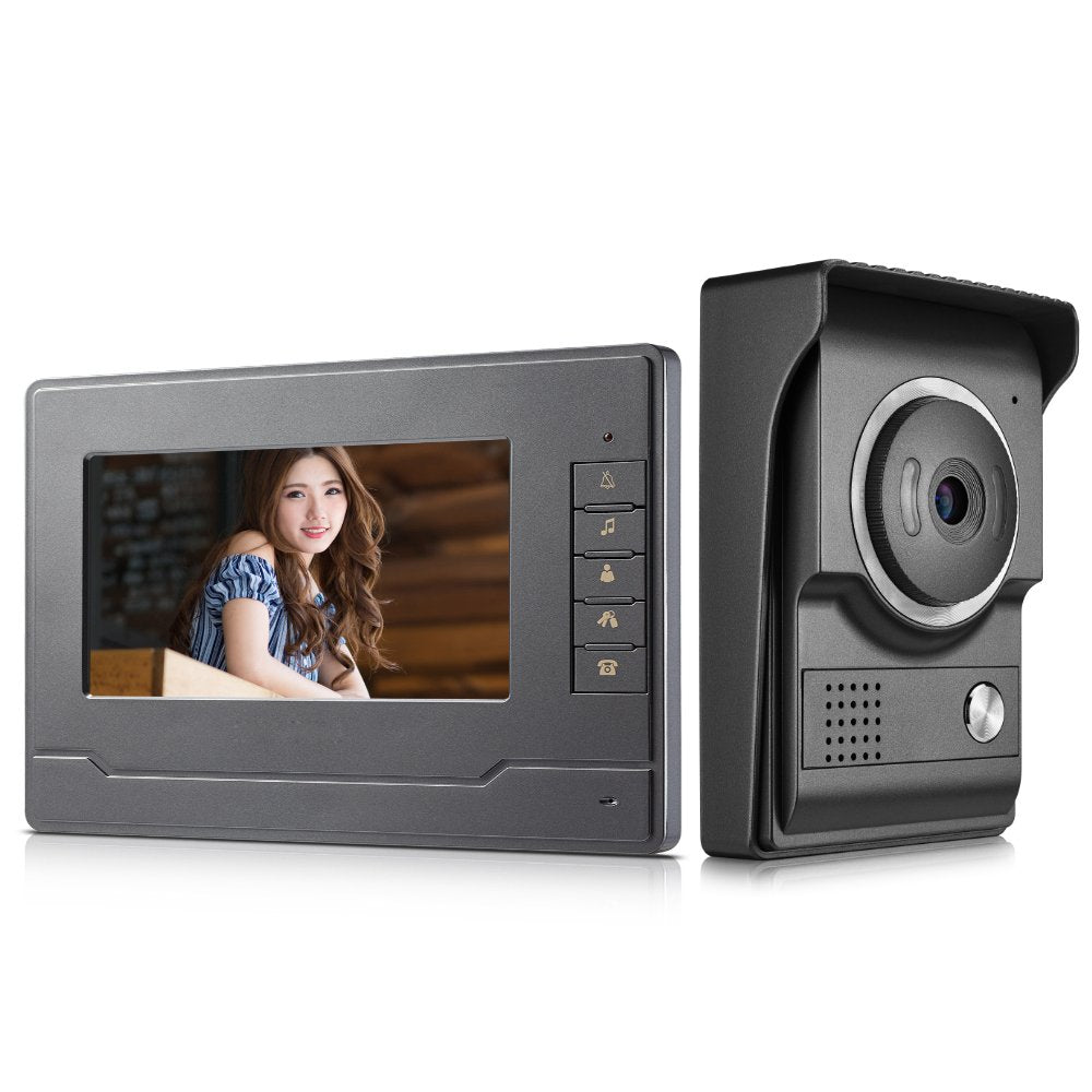 AMOCAM Video Intercom System, Wired 7 Inches Monitor Video doorphone Doorbell System,Video Door Phone HD Camera Kits Support Unlock, Monitoring