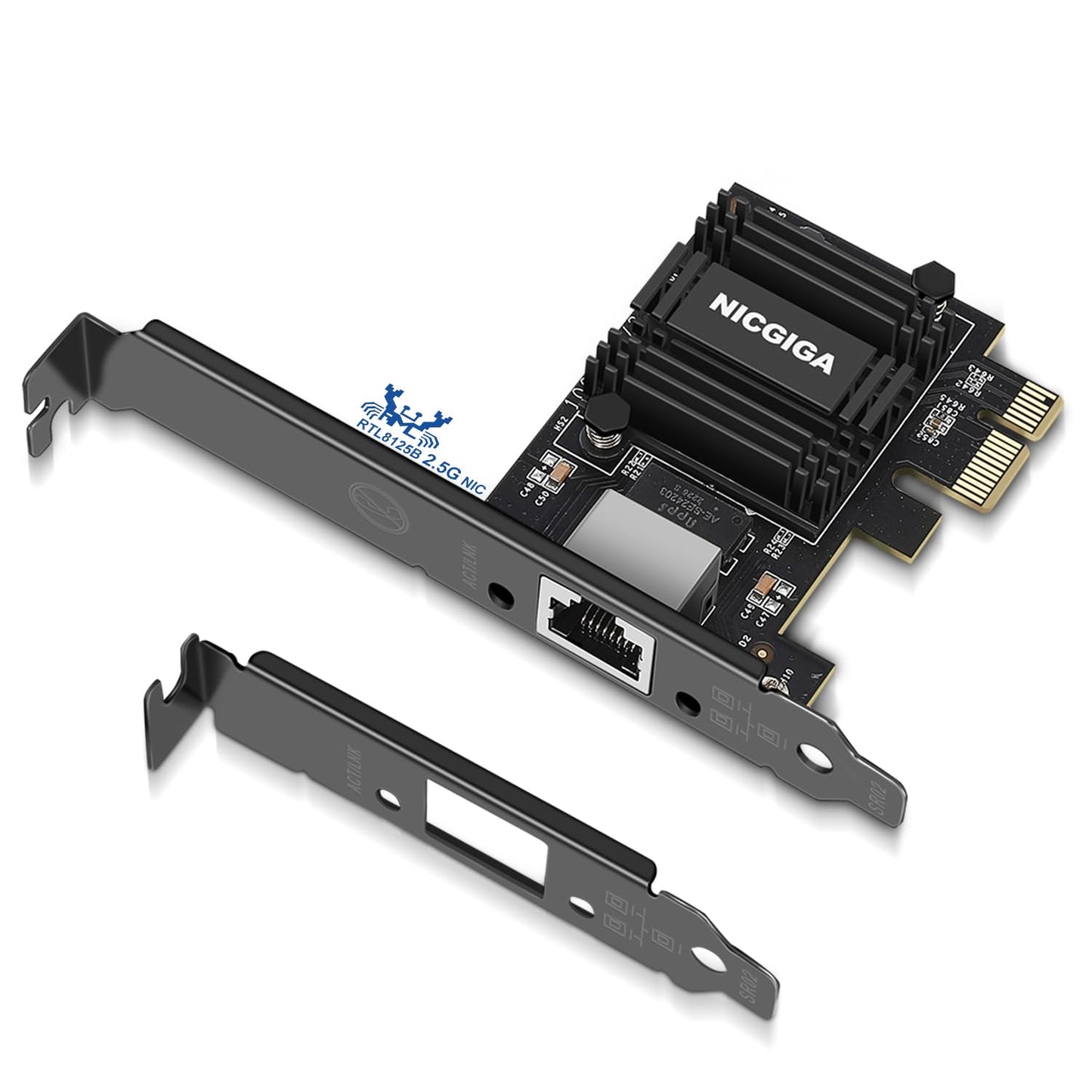 NICGIGA 2.5G Base-T PCIe Network Adapter, Realtek RTL8125B 2.5Gbps/1Gbps/100Mbps PCI Express Gigabit Network Card Convert to Ethernet RJ45 LAN Port