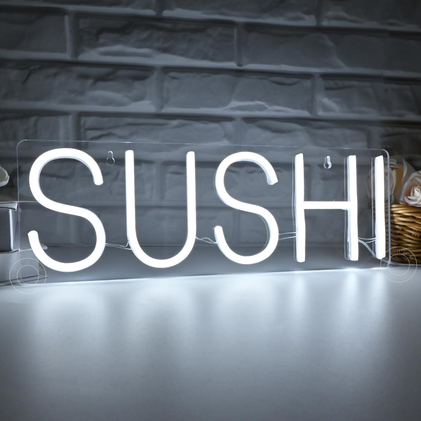 SYLHOME Sushi Led Neon Light Sign Business Light Up Sign Wall Windows Hanging Decor Restaurant Advertising Banner Sushi Table Japanese Themed Party