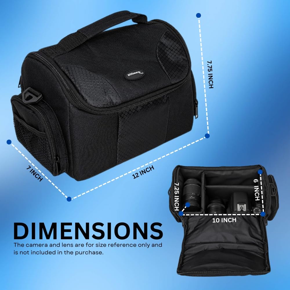 Ultimaxx Large SLR/DSLR Camera Deluxe Padded Gadget Bag/Carrying Case with Shoulder Strap for Sony,Nikon, Canon, Olympus, Pentax, Panasonic, Samsung