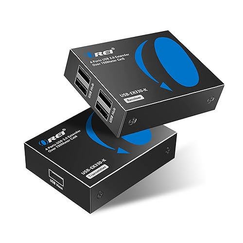 OREI USB Over Ethernet Extender Upto 330 Feet - Extends USB 2.0 Signals Over LAN Ethernet with 2 Ports - Power Over Cable, Long Distance Extension