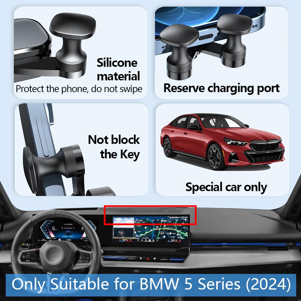 LUNQIN Car Phone Holder for BMW 5 Series 2024 2025 2026 BMW i5 530i 540i xDrive eDrive40 M60 Auto Accessories Navigation Screen Bracket Interior