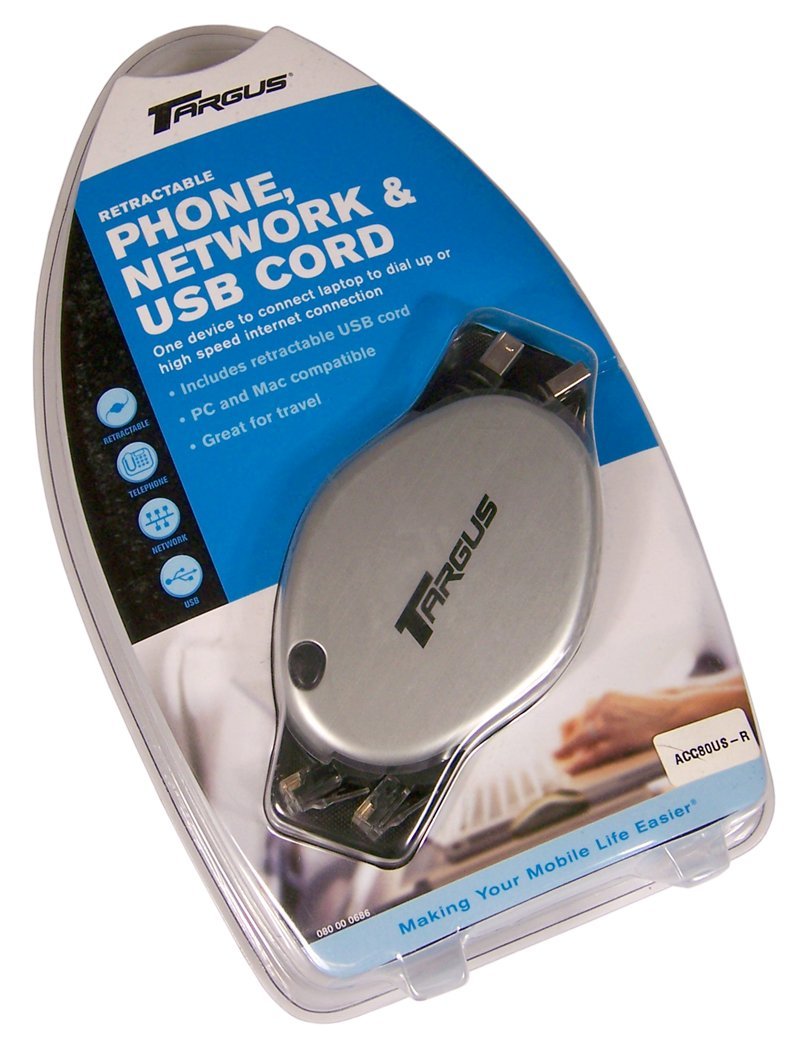 Targus Retractable Phone, Network & USB Cord