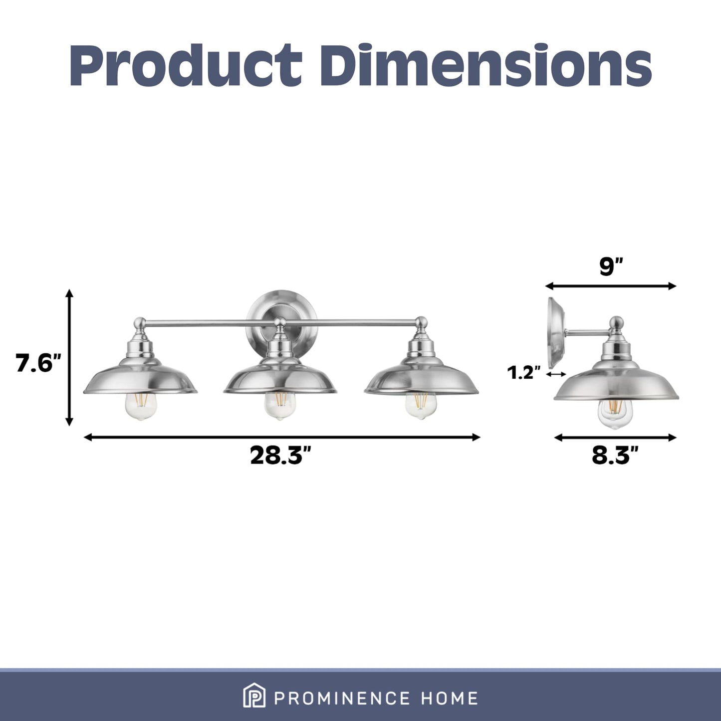 Prominence Home Lyndan 3 Light Brushed Nickel Industrial Bathroom Vanity - 51555-01